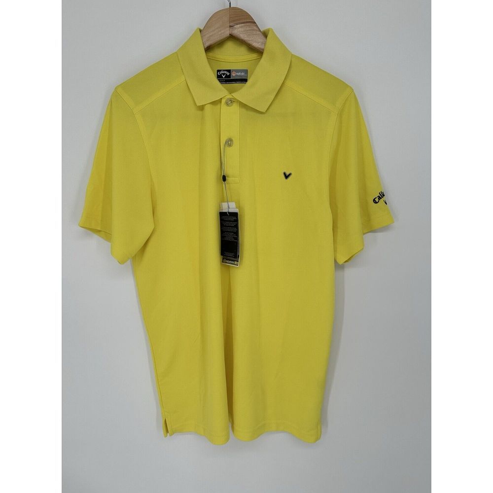 Callaway Opti-Dri Yellow Men's Golf Polo Shirt Size Small Collared Short‎ Sleeve